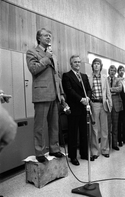 Jimmy Carter standing on a soapbox in Tallahassee