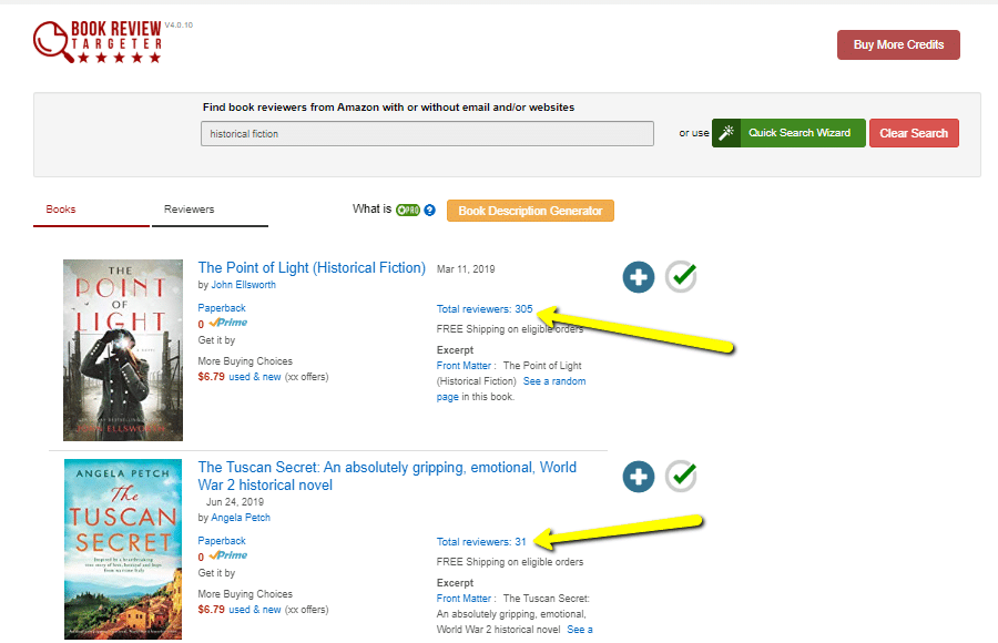 ARC copies using Book Review Targeter